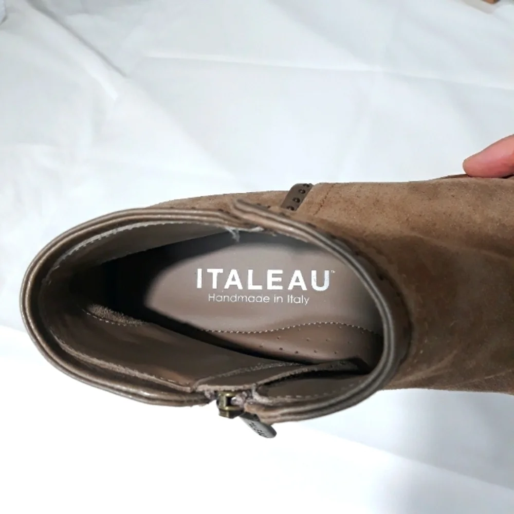 Italeau Handmade in Italy Leather Suede Tan Ankle Zipper Boots Size 36 /6 USA